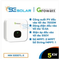 Inverter điện mặt trời 5KW-Growatt Min 5000TL-X - Chi Nhánh Đồng Nai - Công Ty TNHH Đầu Tư Và Thương Mại Năng Lượng Se Solar